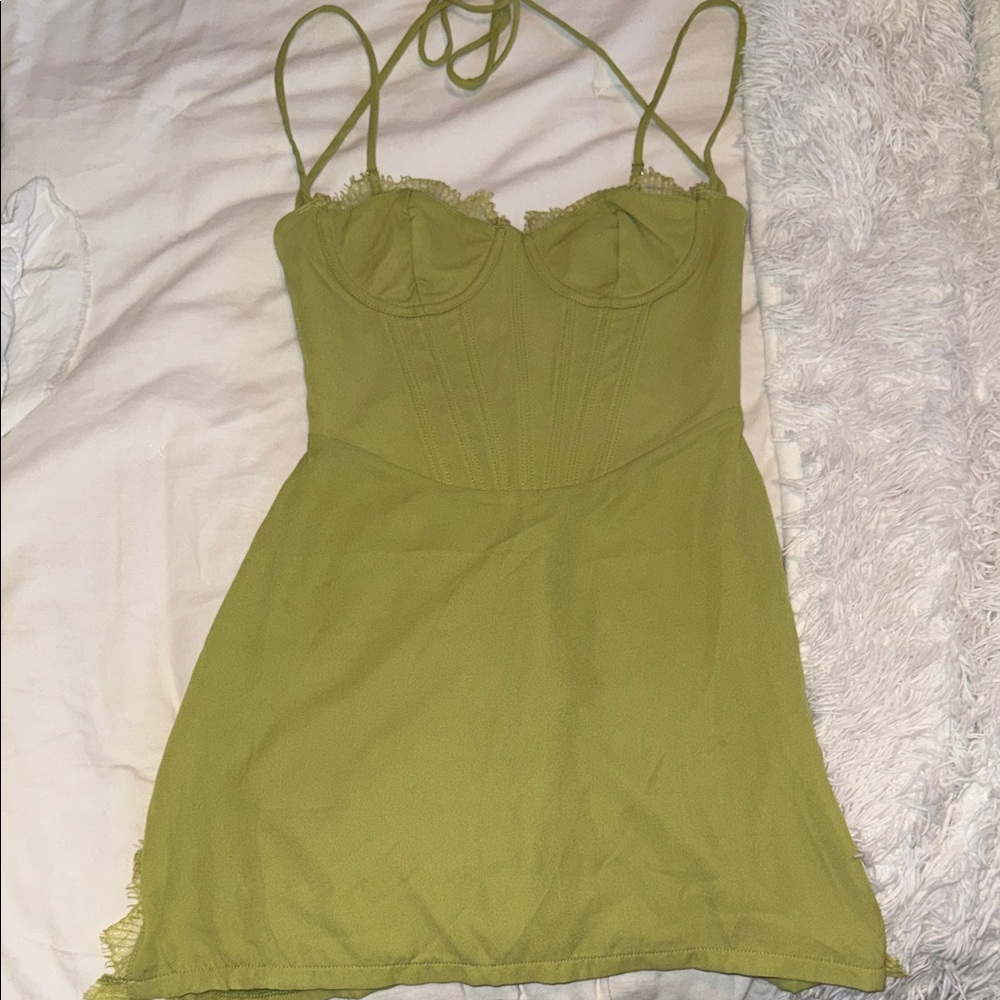 White fox green dress